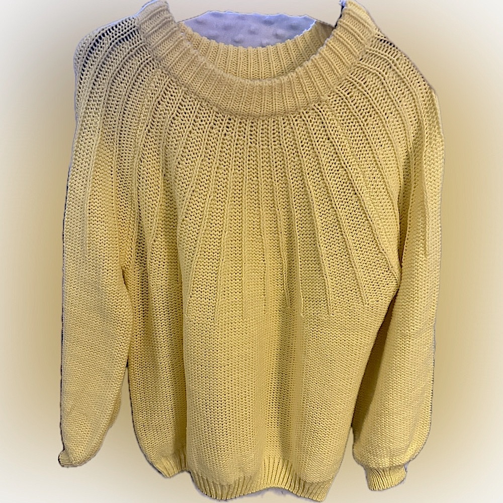 Umgee Yellow Crew Neck Sweater with Ribbed Knit